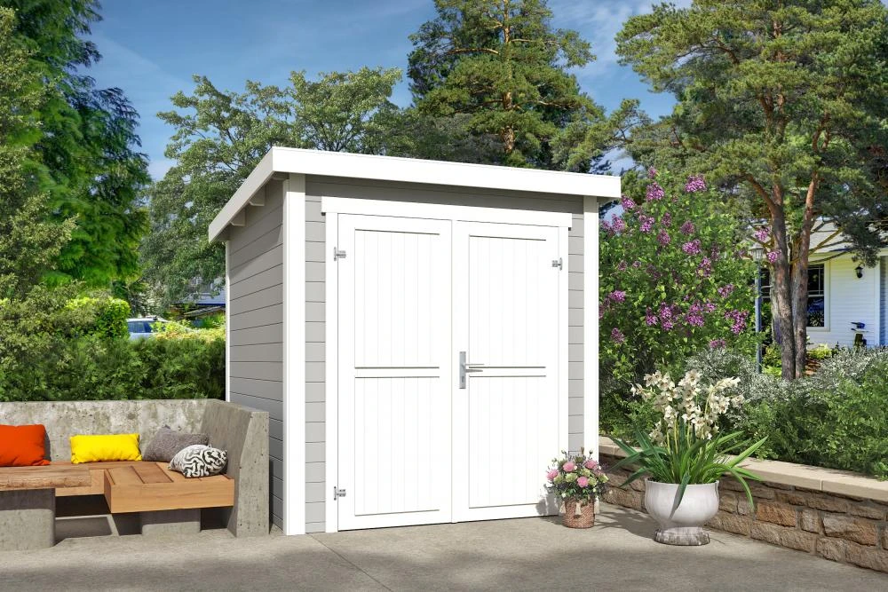 Outdoor Life Blokhut Sara Platinum Grey-Wit 200 x 200 cm - Afbeelding 1